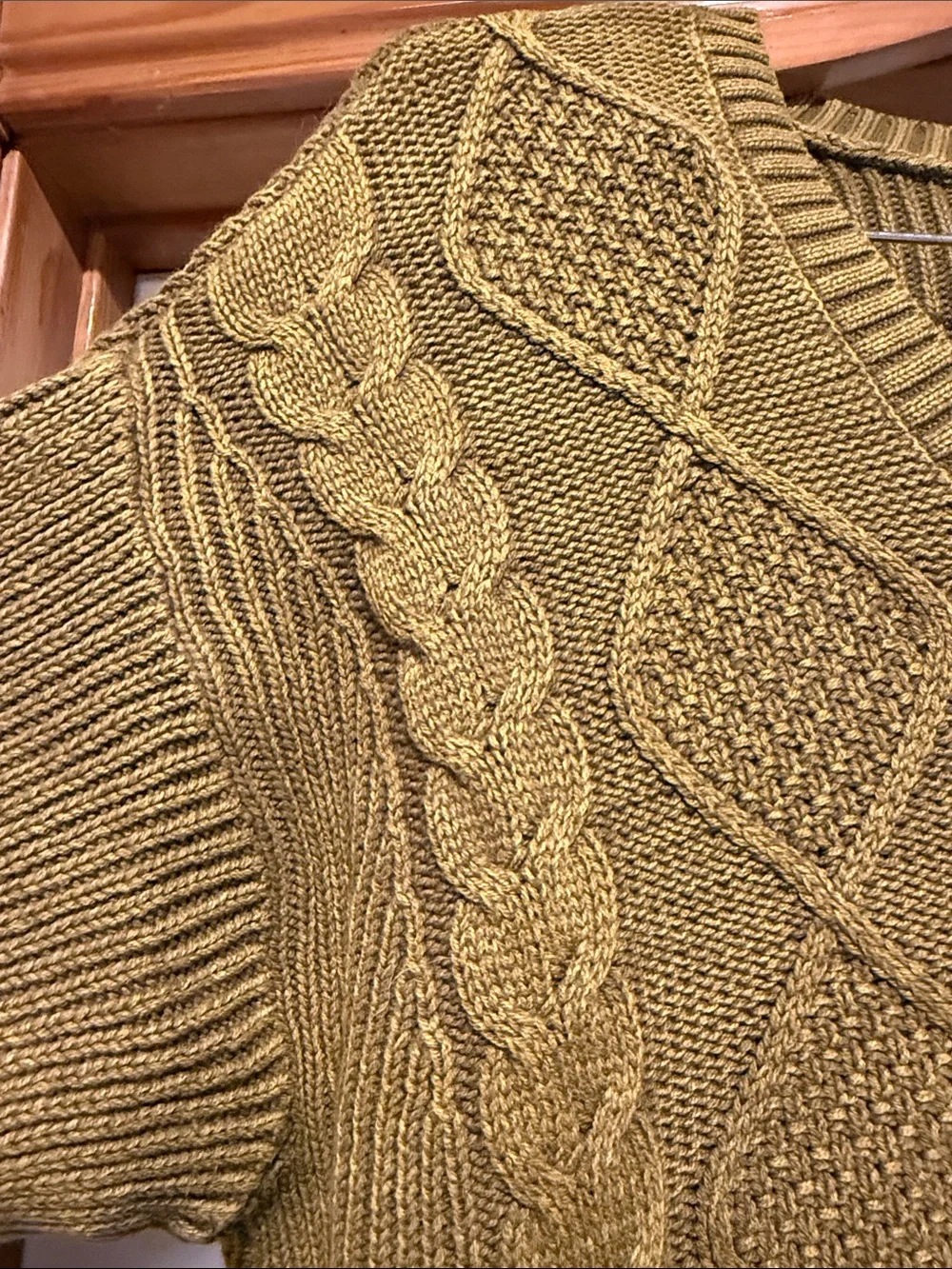Sonoma V-Neck Cable Knit Sweater in Mustard Yellow